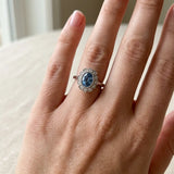 "Elzoria" Blue Sapphire 1.5 Carat Oval Cut Lab Grown Diamond Engagement Ring HR1950