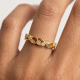 "Embry" Sparkling Leaf Foliage 0.10ct Diamond Eternity Ring ET71