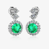 Emerald 1.10 Carat Round Shape Halo Lab Grown Diamond Drop Earrings E1RBE HEERA GOLD