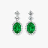 Emerald 1.40 Carat Oval Shape Halo Diamond Drop Earrings E1OCE