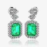 Emerald Cut 1 Carat Emerald Lab Grown Diamond Halo Drop Earrings E1ECE HEERA GOLD