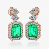 Emerald Cut 1 Carat Emerald Lab Grown Diamond Halo Drop Earrings E1ECE HEERA GOLD