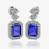 Emerald Cut 1 Carat Sapphire Lab Grown Diamond Halo Drop Earrings E1ECS HEERA GOLD