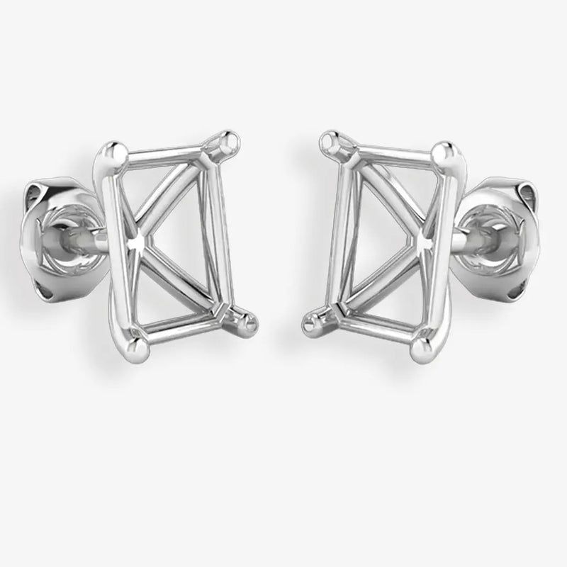 Emerald Cut Diamond Stud Earrings - EEC4M HEERA GOLD