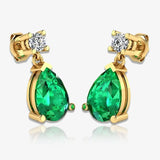Emerald Gem Pear Shape Lab Grown Diamond Drop Earrings EDPSE HEERA GOLD