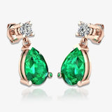 Emerald Gem Pear Shape Lab Grown Diamond Drop Earrings EDPSE HEERA GOLD