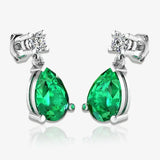 Emerald Gem Pear Shape Lab Grown Diamond Drop Earrings EDPSE HEERA GOLD
