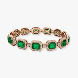 Emerald Shape 11 Carat Emerald Gem Center Featuring Diamond Halo Bracelet BRHAEME