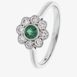Emerald and Diamond Cluster Ring HEERA DIAMONDS