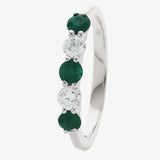 Emerald and Diamond Five Stone Ring in Claw Setting HEERA DIAMONDS