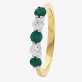 Emerald and Diamond Five Stone Ring in Claw Setting HEERA DIAMONDS
