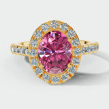 "Esme" 1.50 Carat Halo Oval Cut Diamond Shoulders Engagement Ring HEERA DIAMONDS