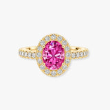 "Esme" 1.50 Carat Halo Oval Cut Diamond Shoulders Engagement Ring