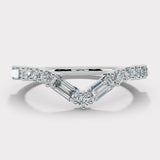 "Este" V Shape Eternity Ring Emerald and Round Brilliant Cut 0.90ct Diamond ET41