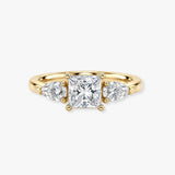 "Estelle" 1 carat Three Stone Princess Cut with Pear Cut Diamond Trilogy Engagement Ring 3SPC02