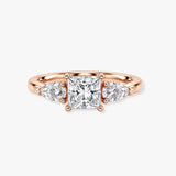 "Estelle" 1 carat Three Stone Princess Cut with Pear Cut Diamond Trilogy Engagement Ring 3SPC02