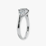 "Estelle" 1 carat Three Stone Princess Cut with Pear Cut Diamond Trilogy Engagement Ring 3SPC02
