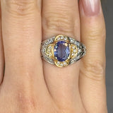 "Evyelle" Tanzanite 0.81 Carat Oval Cut Natural Diamond Shoulder Engagement Ring RAM750M
