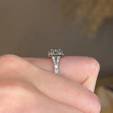 "Ezra" Square Halo Princess Cut Diamond Split Diamond Shoulder Engagement Ring HAPC01 - HEERA DIAMONDS