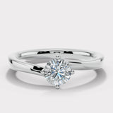 "Faith" 1 carat Solitaire Round Brilliant Cut Twist Prongs Diamond Engagement Ring SSRB11