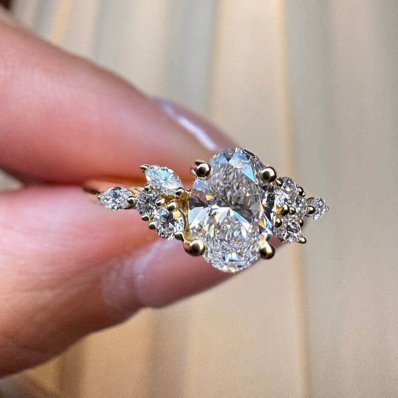 "Fiona" Oval Cut 0.70 Diamond Shoulder 18K Yellow Gold Engagement Ring HEERA DIAMONDS