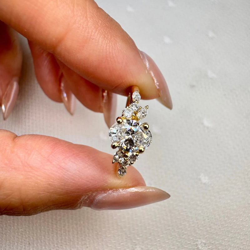 "Fiona" Oval Cut 0.70 Diamond Shoulder 18K Yellow Gold Engagement Ring HEERA DIAMONDS