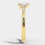 "Fiona" Oval Cut 0.70 Diamond Shoulder 18K Yellow Gold Engagement Ring Render- Side View