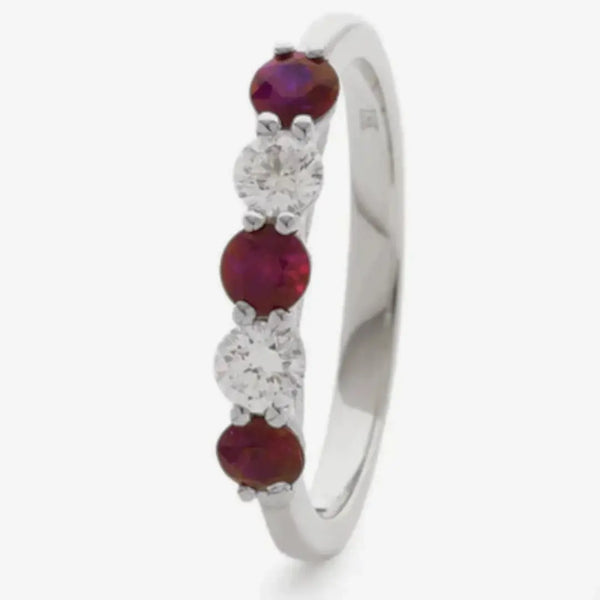 Five Stone Ruby and Diamond Ring in Claw Set HEERA DIAMONDS