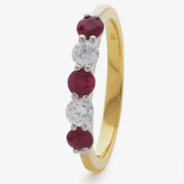Five Stone Ruby and Diamond Ring in Claw Set HEERA DIAMONDS