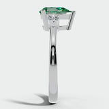 "Glenda" 3.5 Carat Lab Grown Green Emerald Three Stone Pear Cut Platinum Trilogy Engagement Ring 3SPS01E HEERA DIAMONDS