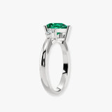 "Glenda" 3.5 Carat Lab Grown Green Emerald Three Stone Pear Cut Platinum Trilogy Engagement Ring 3SPS01E