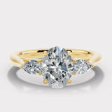 "Glenney" 2.5 Carat Three Stone Oval Cut with Pear Trilogy Engagement Ring