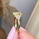 "Gloria" Radiant Cut Yellow Fancy 1.5 Carat Trilogy 18k Yellow Gold Engagement Ring HEERA DIAMONDS