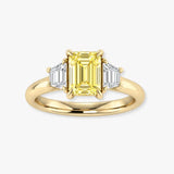 "Gloria" Radiant Cut Fancy Intense Yellow 1.5 Carat Trilogy Lab 18k Yellow Gold Engagement Ring