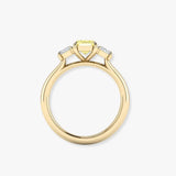 "Gloria" Radiant Cut Fancy Intense Yellow 1.5 Carat Trilogy Lab 18k Yellow Gold Engagement Ring