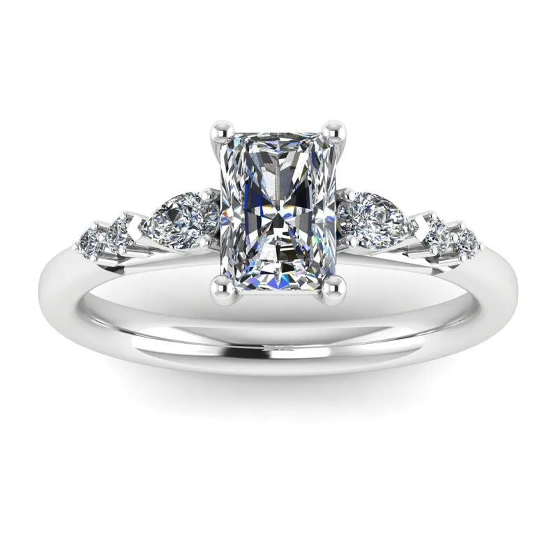 "Godiva" Radiant Cut 2 Carat Diamond Shoulder 9KT White Gold DSRC01 HEERA DIAMONDS