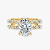 "Goldie" 1.60 Carat Bridal Set Oval Cut Diamond Shoulders Eternity 18K Yellow Gold Engagement Ring