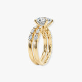 "Goldie" 1.60 Carat Bridal Set Oval Cut Diamond Shoulders Eternity 18K Yellow Gold Engagement Ring