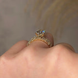 "Goldie" Oval Cut Diamond Shoulders Eternity Engagement Ring Life style