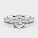 "Grace" 1 carat Round Brilliant Cut Diamond Double Row Diamond Pave Engagement Ring DSRB40