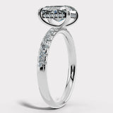 "Grace" Hidden Under Halo 4 Carat Elongated Radiant Cut Diamond Yellow Gold Engagement Ring HEERA DIAMONDS