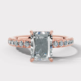 "Grace" Hidden Under Halo 4 Carat Elongated Radiant Cut Diamond Yellow Gold Engagement Ring HEERA DIAMONDS