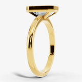 "Gracey" Solitaire Emerald Cut Bezel Diamond Engagement Ring Render- Side View