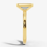 "Gracey" Solitaire Emerald Cut Bezel Diamond Engagement Ring Render- Side View