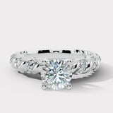 "Grettel" Round Cut 3 Carat Twisted Spiral Diamond Shoulder Engagement Ring DSRB20 HEERA DIAMONDS