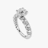 "Grettel" Round Cut 3 Carat Twisted Spiral Diamond Shoulder Engagement Ring DSRB20