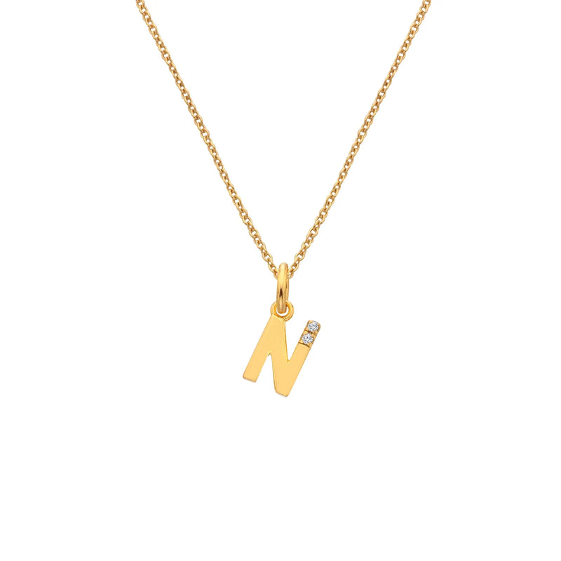 HD X JJ Letter N Pendant - Yellow Gold Plated HD X Golden Edit