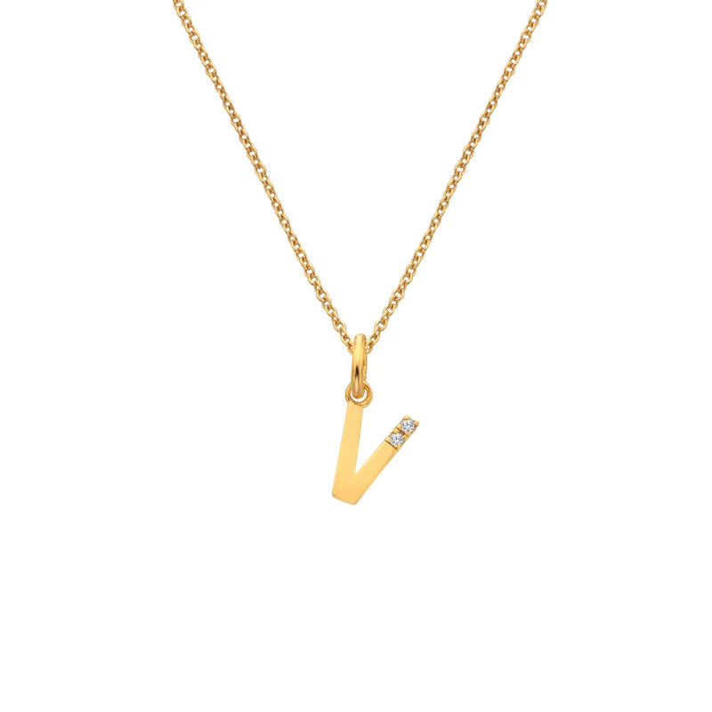 HD X JJ Letter V Pendant - Yellow Gold Plated HD X Golden Edit