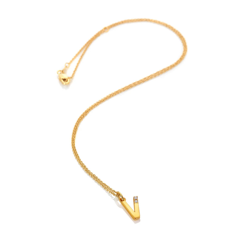 HD X JJ Letter V Pendant - Yellow Gold Plated HD X Golden Edit