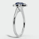"Hailey" Pear Cut 3 Carat Halo Lab Grown Blue Sapphire Engagement Ring HAPS11S HEERA DIAMONDS